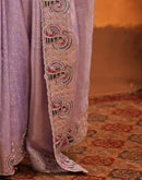 Lavender Silk Woven Embroidery Stone Work Embellished Saree