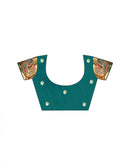 Teal Green Silk Woven Embroidery Stone Work Embellished Saree