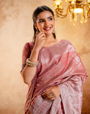 Dusty Peach Silk Woven Banarasi Saree