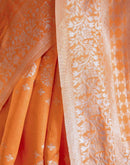Orange Silk Woven Banarasi Saree