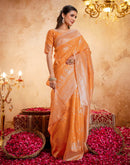 Orange Silk Woven Banarasi Saree