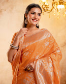 Orange Silk Woven Banarasi Saree