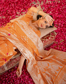 Orange Silk Woven Banarasi Saree