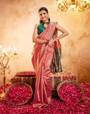Dark Peach Silk Woven Banarasi Saree