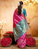 Pink Silk Woven Banarasi Saree
