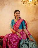 Pink Silk Woven Banarasi Saree