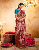 Magenta Silk Woven Banarasi Saree