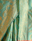 Dusty Mint Blue Silk Woven Banarasi Saree