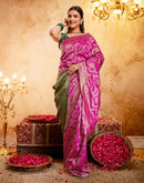 Bright Pink Silk Woven Banarasi Saree