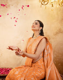 Orange Silk Woven Banarasi Saree