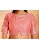 Coral Pink Silk Woven Banarasi Saree
