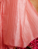 Coral Pink Silk Woven Banarasi Saree