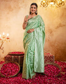 Mint Green Silk Woven Banarasi Saree