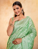 Mint Green Silk Woven Banarasi Saree