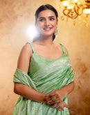 Mint Green Silk Woven Banarasi Saree