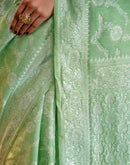 Mint Green Silk Woven Banarasi Saree