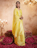 Light Yellow Silk Woven Banarasi Saree