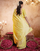 Light Yellow Silk Woven Banarasi Saree