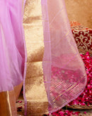 Lavender Organza Woven Border Saree