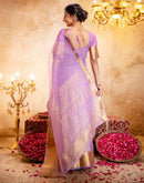 Lavender Organza Woven Border Saree