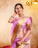 Lavender Organza Woven Border Saree