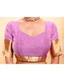 Lavender Organza Woven Border Saree
