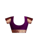 Dark Purple Organza Woven Border Saree