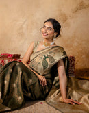 Dark Green Silk Woven Kanjivaram Saree