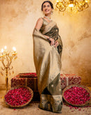 Dark Green Silk Woven Kanjivaram Saree