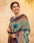 Teal Green Silk Woven Kanjivaram Saree