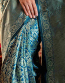 Rama Blue Silk Woven Banarasi Saree