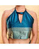 Rama Blue Silk Woven Banarasi Saree