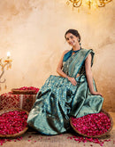 Rama Blue Silk Woven Banarasi Saree