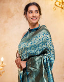 Rama Blue Silk Woven Banarasi Saree