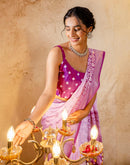 Light Pink Crepe Silk Foil Printed Saree
