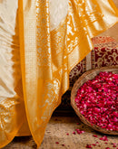 Beige Crepe Silk Foil Printed Saree