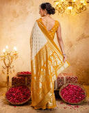 Beige Crepe Silk Foil Printed Saree