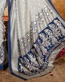 Off White Crepe Silk Foil Printed Saree