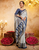 Off White Crepe Silk Foil Printed Saree