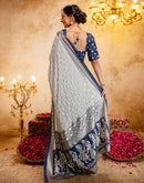 Off White Crepe Silk Foil Printed Saree