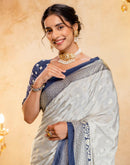 Off White Crepe Silk Foil Printed Saree