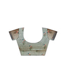 Ash Grey Linen Floral Printed Saree