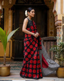 Black Khadi Polka Dot Printed Saree