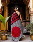 Black Khadi Polka Dot Printed Saree