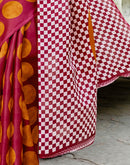 Maroon Khadi Polka Dot Printed Saree