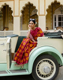 Maroon Khadi Polka Dot Printed Saree