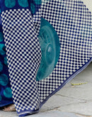 Blue Khadi Polka Dot Printed Saree