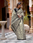 Off White Khadi Abstract Printed Saree