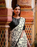 Off White Khadi Abstract Printed Saree