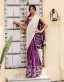 Purple Khadi Abstract Printed Saree